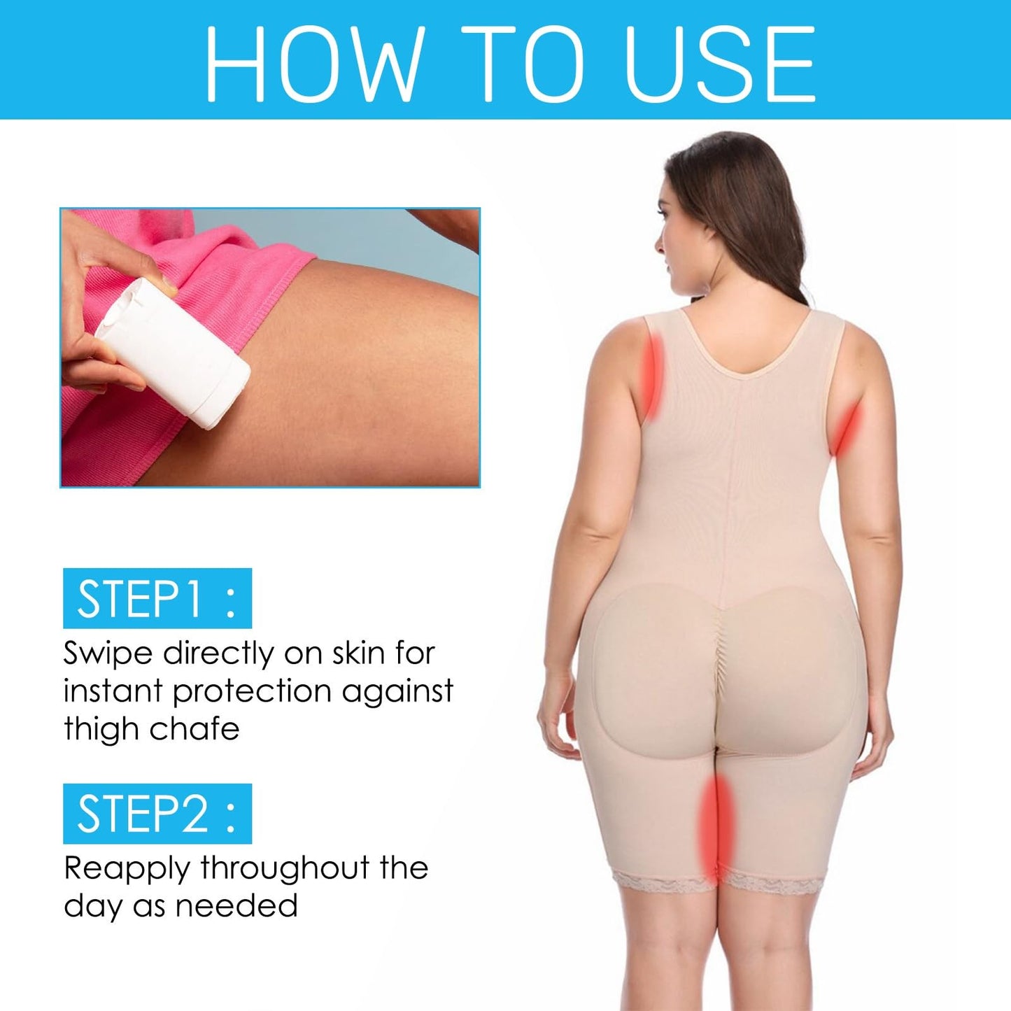Fankayi 2PCS Anti-Chafe Stick,Waterproof Anti Chafe Stick,Glide Anti Chafing Stick,Thigh Anti Chafe Stick,Running Chafe Stick,Body Anti-Chafe Balm for Heel,Lower Arm,Legs,Skin Protection,Moisturizing