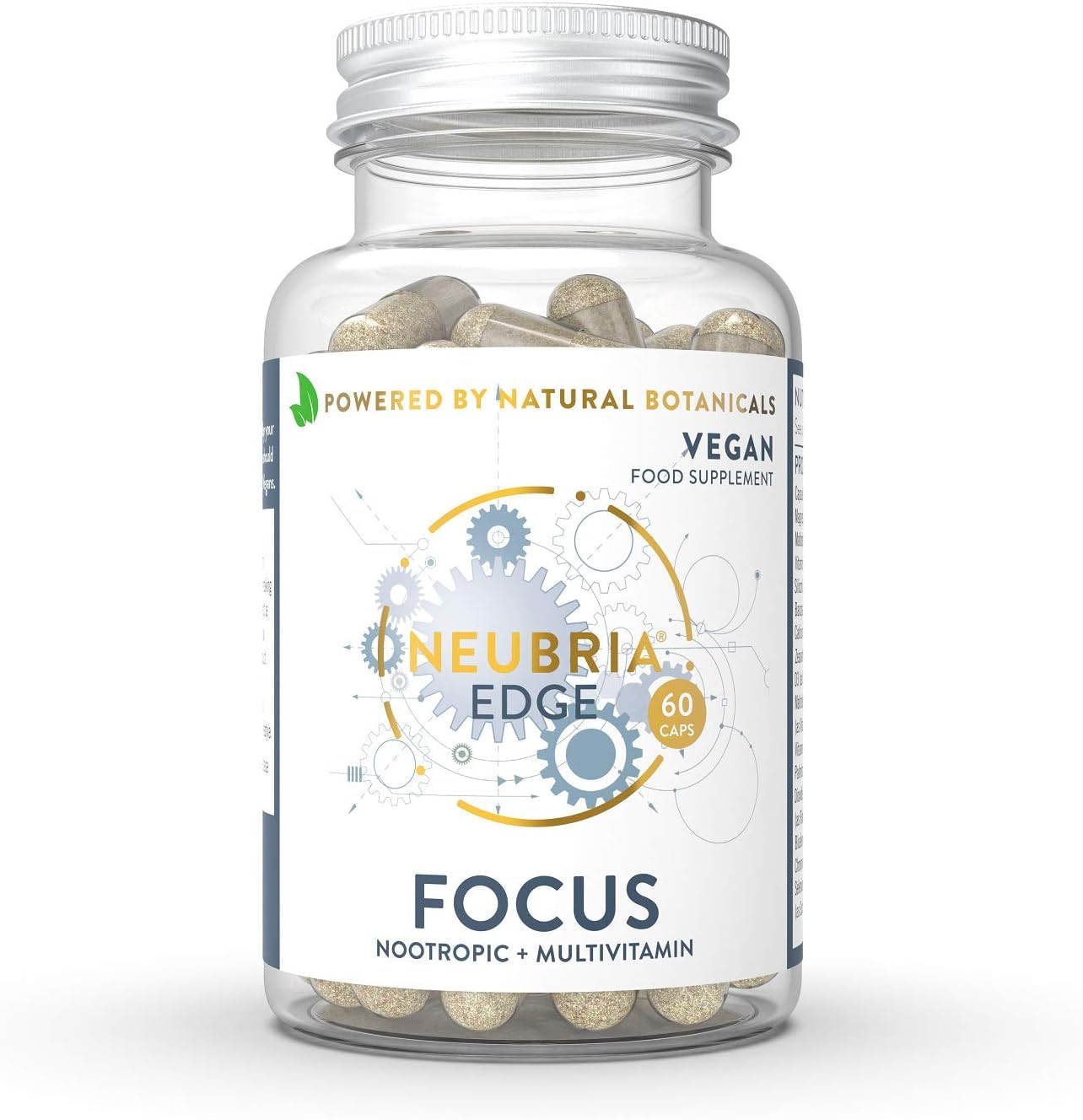 NEUBRIA Edge Focus Formula Nootropic supplements and Multivitamin, Memory Booster helps to Improve Concentration and Focus with 22 Essential Vitamins and Minerals - 60 Capsules - by Neubria