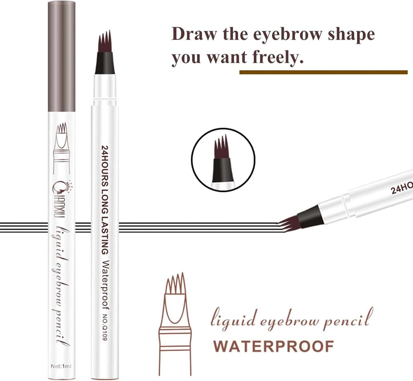 MEITREND Microblading Eyebrow Pencil - 3D Magic Eyebrow Pencil - Natural Makeup Fine Stroke 4-Fork-Tip Eye Brow Pencils - Long-Lasting Waterproof Eyebrow Pencil for Women