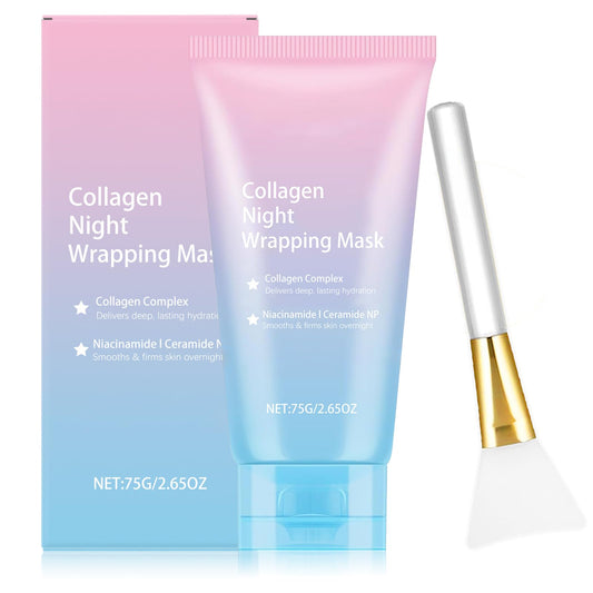 Beauthink Overnight Collagen Peel Off Face Masks – Hydrolyzed Collagen Facial Skincare for Loose and Dull Skin. Firm and Brighten The Skin, For Elasticity & Hydration, Night Wrapping Mask for Youthful Elasticit