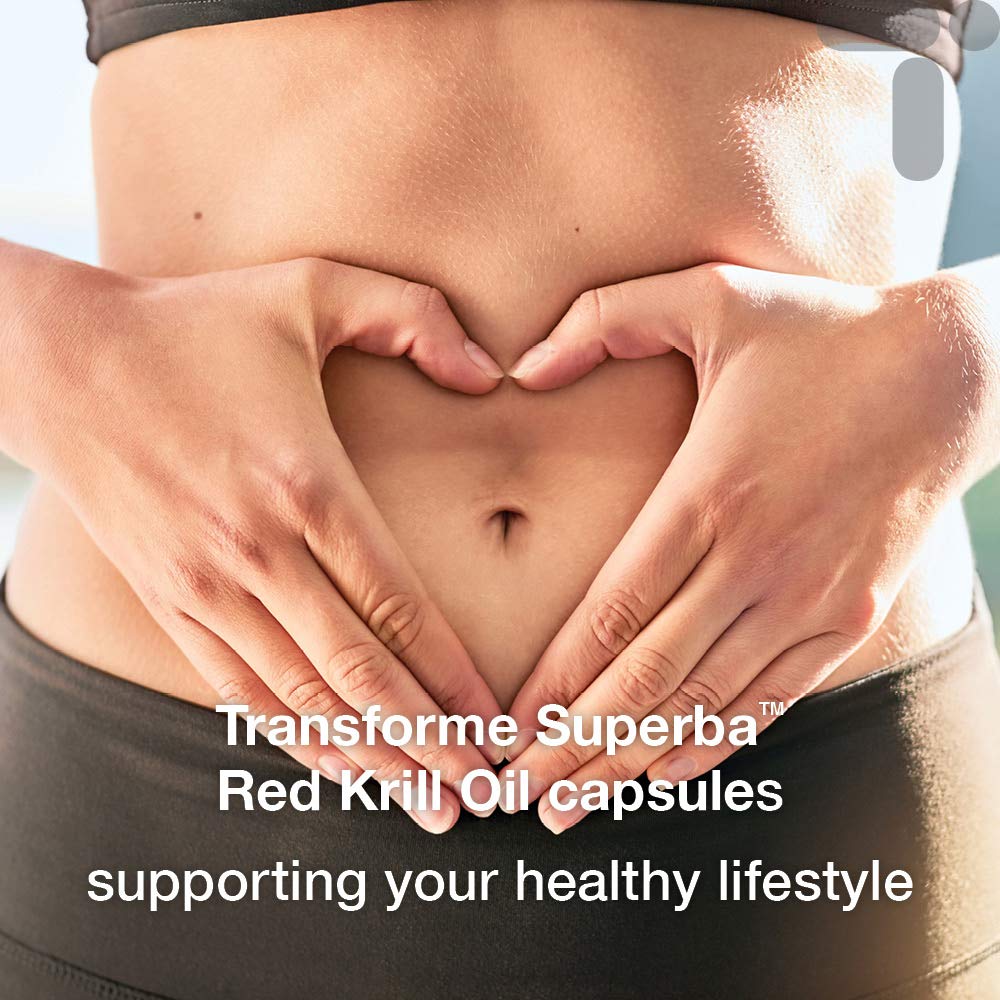 Transforme Superba Red Krill Oil Capsules 1000mg Serving, 180 x 500mg Easy Swallow Softgels, High Omega 3 EPA DHA & Astaxanthin, Sustainably Antarctic Sourced, Money Back Guarantee,