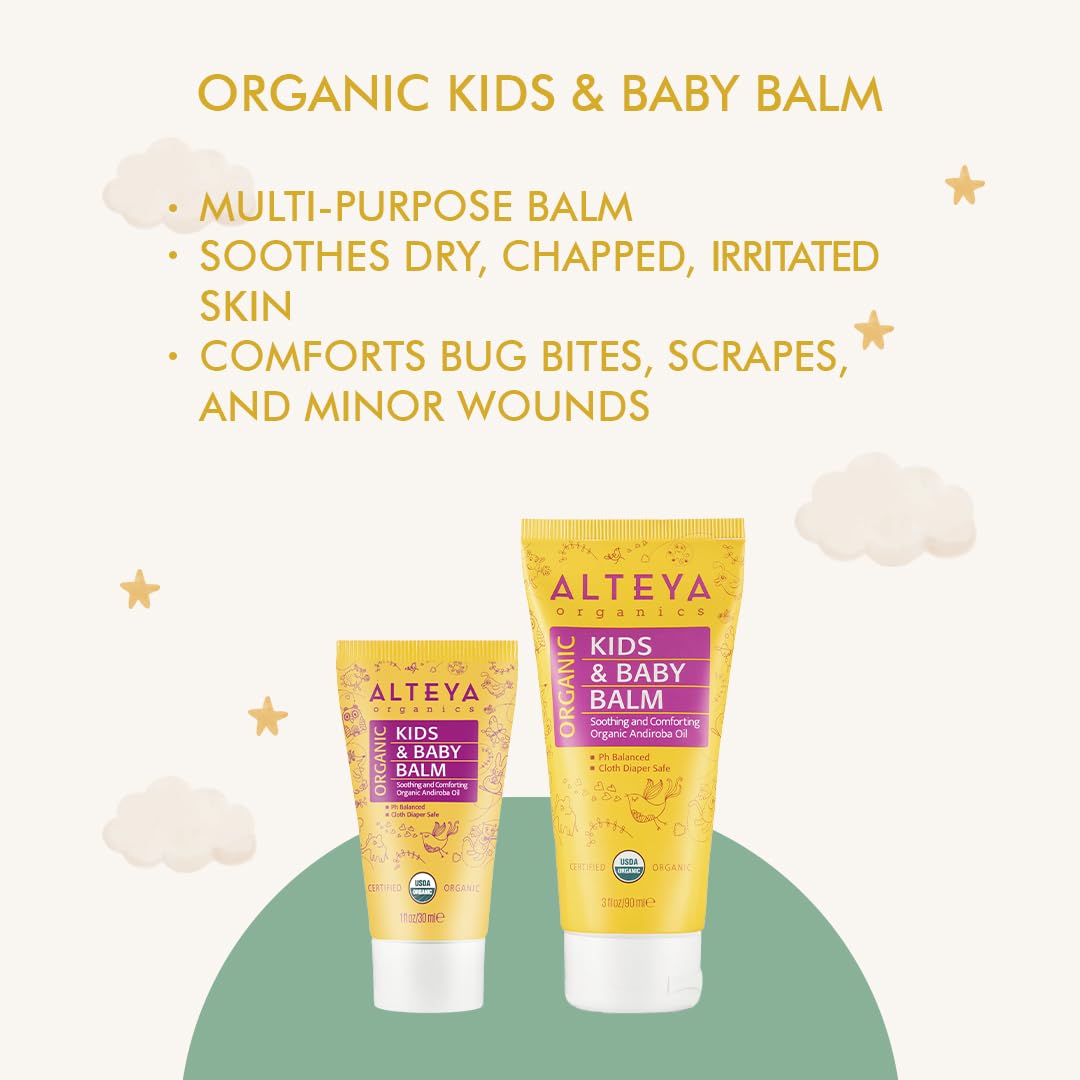 Alteya Organic Kids and Baby Balm 30 ml - USDA Certified Organic AWARD WINNING Natural Baby Skin Care Treatment - Soothing and nourishing moisturizer for Dry & Sensitive skin