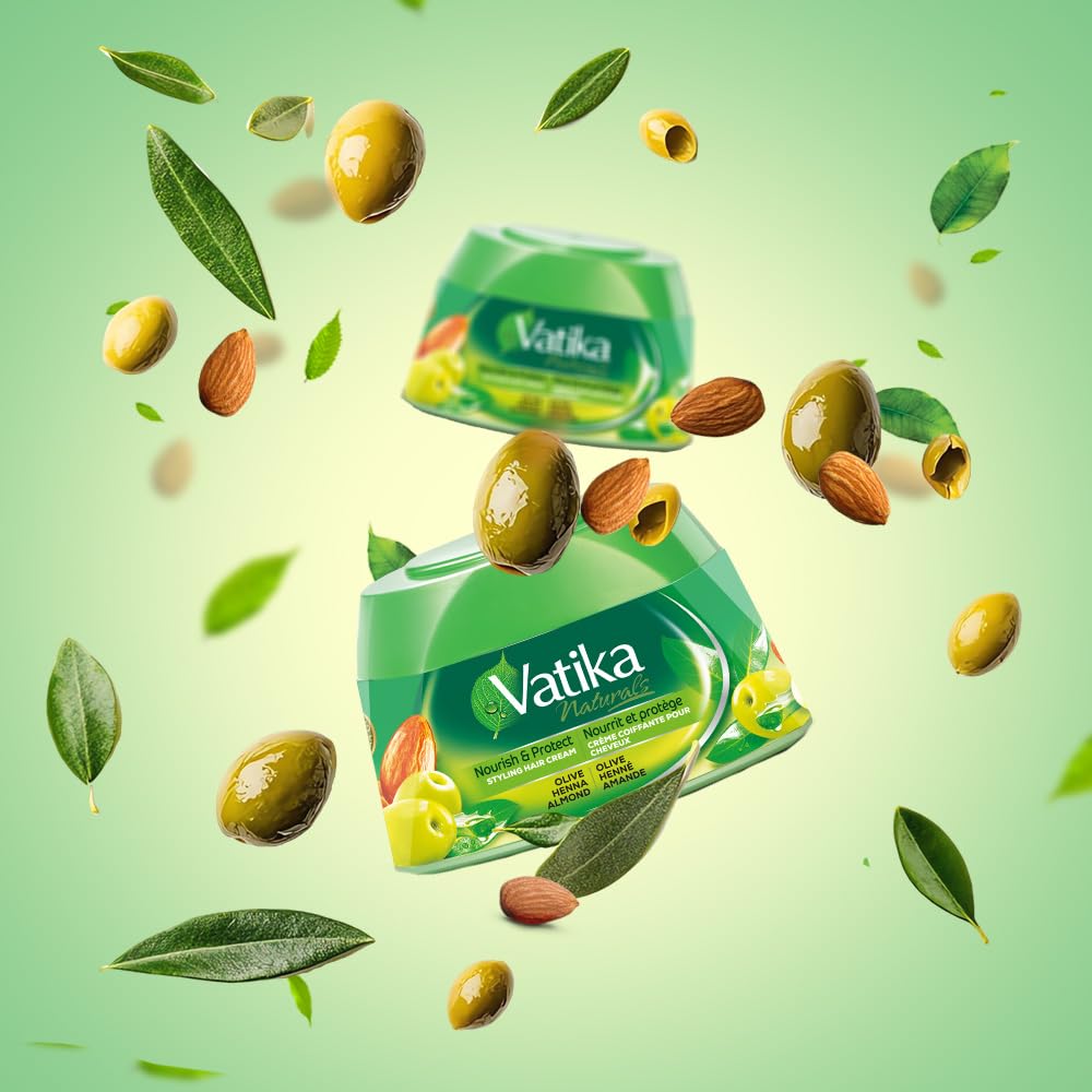 Vatika Naturals Hair Cream - Nourish & Protect (210ml, Olive) | Infused with Olive, Henna & Almond for Moisture Lock & Healthy, Stylish Hair
