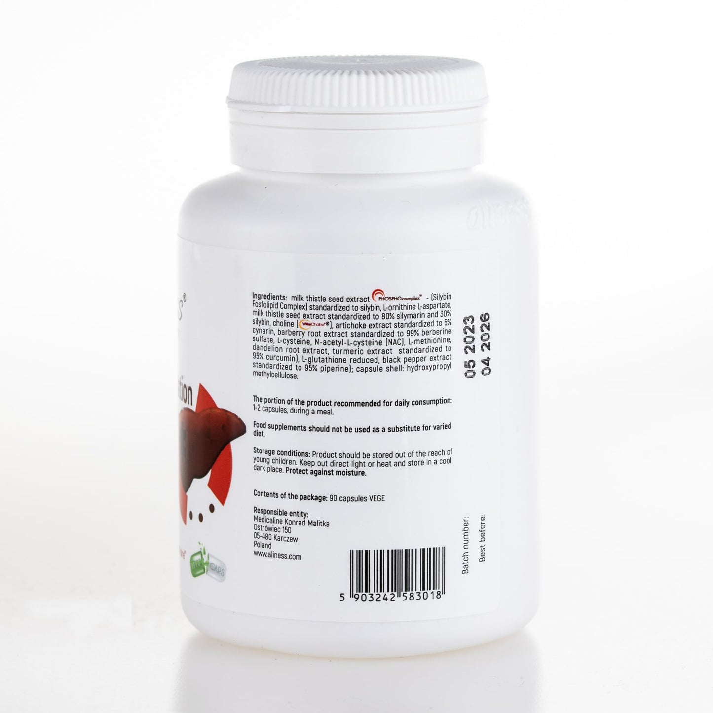 Aliness Liver Regeneration Complex 90 Vegan Capsules, Liver Support Supplement UK