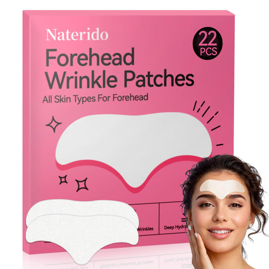 Naterido Forehead Patch Wrinkle Treatment 22 Pcs, Anti-Slip Design with Aloe, Collagen, Vitamin E, Overnight Face Lift for Sleep Lines Prevention