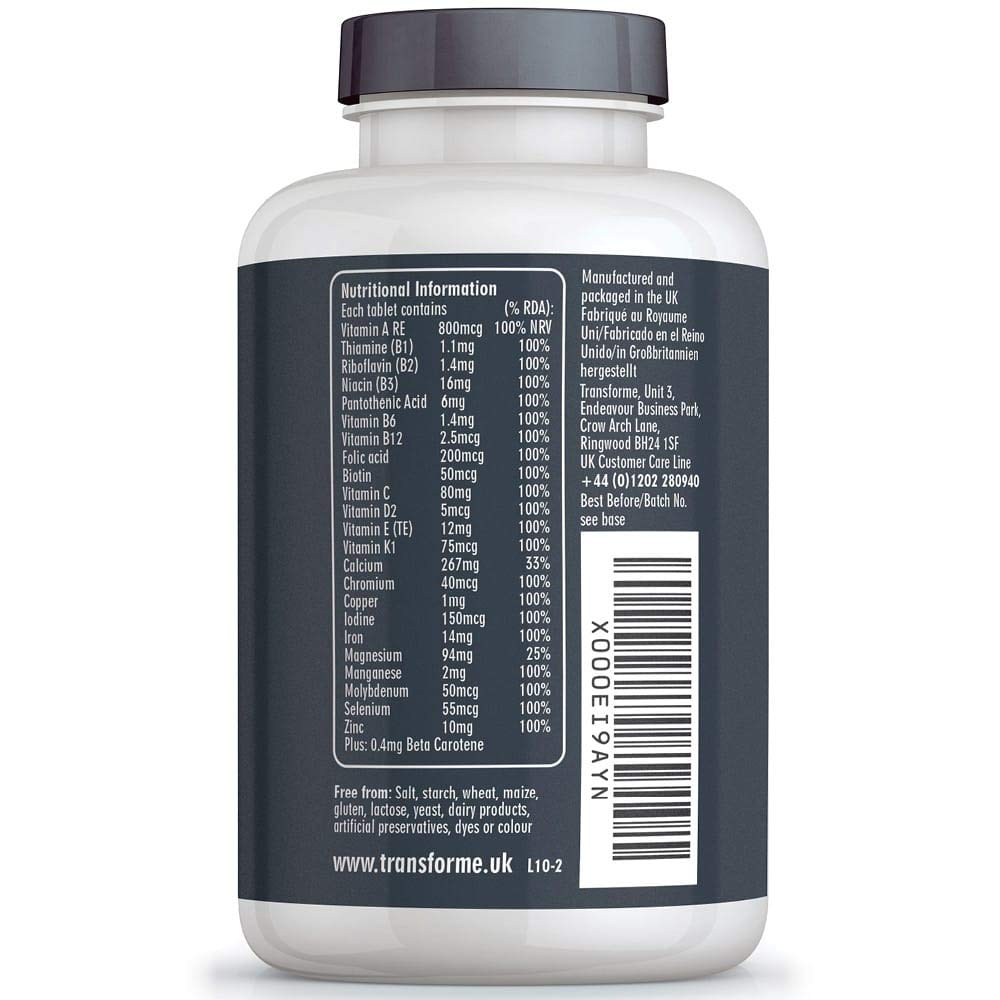 Transforme Multivitamins & Minerals Formula | 365 Tablets (Up to 1 Year Supply) | 24 Multivitamins with Iron and Minerals for Men and Women | Multivitamin Tablets Suitable for Vegans