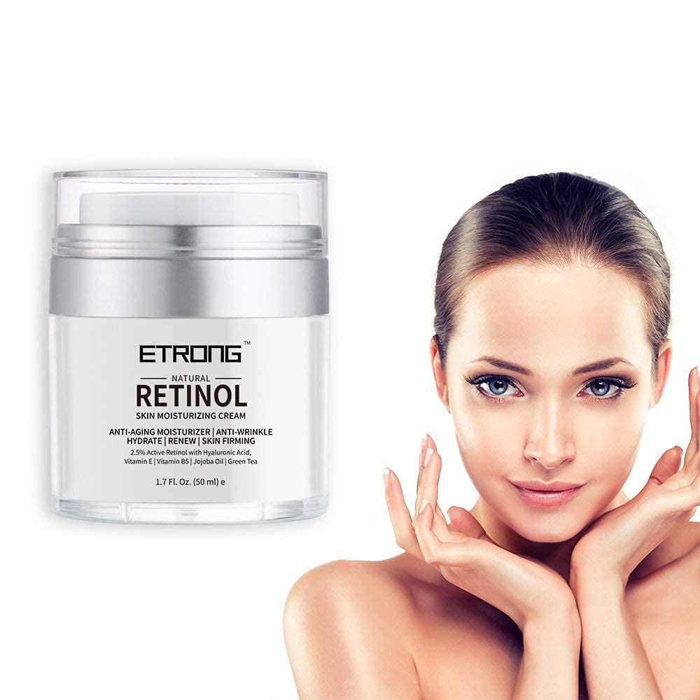 Retinol Moisturizer Cream,ETRONG Anti-aging Wrinkle Night/Day Cream for Face and Eye with 2.5% Retinol,Hyaluronic,Vitamin E and Jojoba Oil (100 ml)