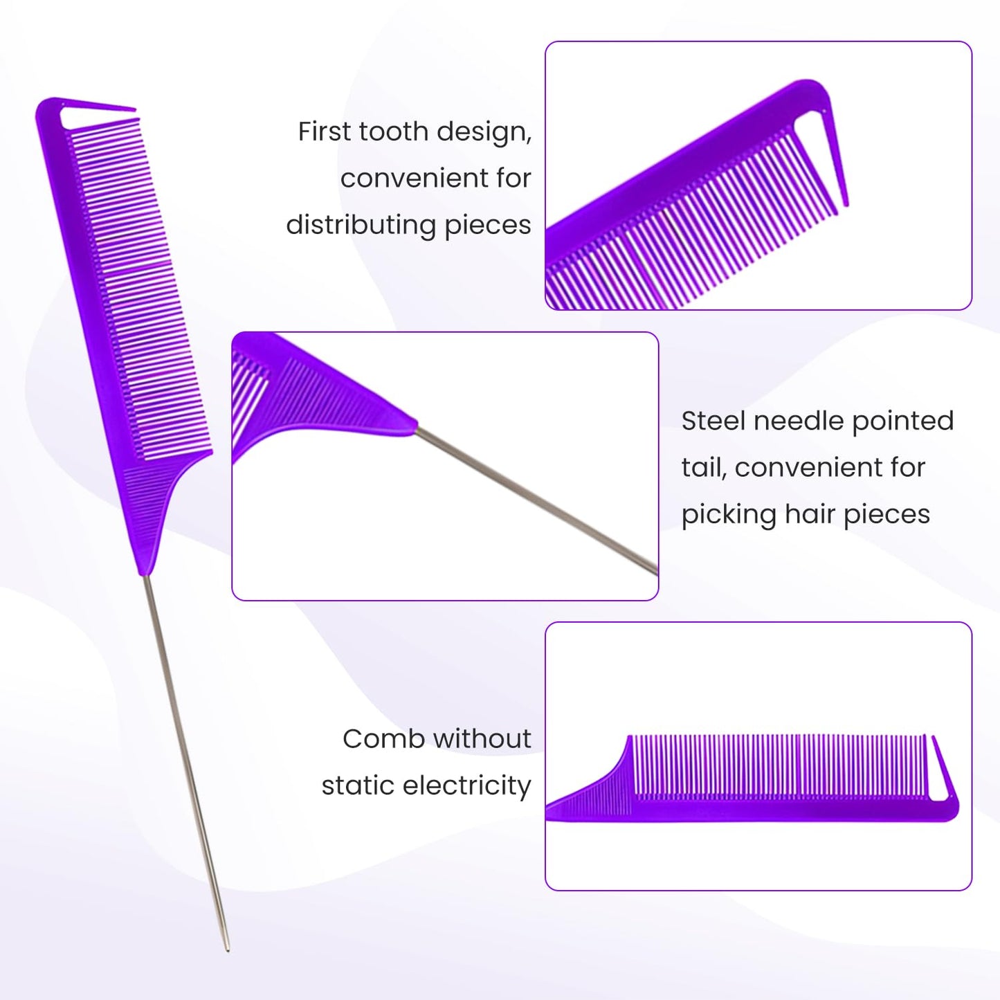 Generic Hair Brush Set – 5 Pack Detangling Brushes & Combs for Women – Anti-Static Paddle, Round & Vent Brush, Wide Tooth Comb & Tail Comb for Curly, Wet & Dry Hair – Salon & Home Styling Kit