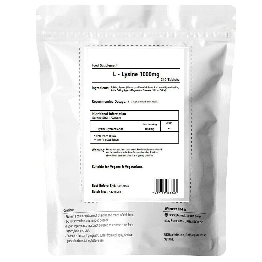 L-Lysine 1000mg Tablets (240)