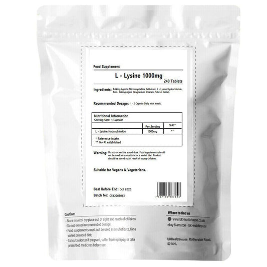 L-Lysine 1000mg Tablets (240)