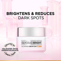 L'Oréal Paris Glycolic Bright Day Cream with SPF 17, 15ml |Skin Brightening Cream with Glycolic Acid that Visbily Minimizes Spots & Reveals Even Toned Skin