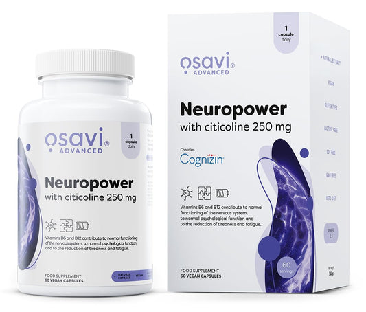 Osavi Neuropower with Citicoline 250 mg – 60 Vegan Capsules | Supports Nervous System & Psychological Health | Includes Cognizin® Citicoline, L–Theanine, Coenzyme Q10, B6 & B12 for Mental Clarity