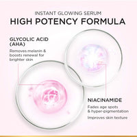 L'Oreal Paris Glycolic Bright Serum, 1% Glycolic Acid, 2% Niacinamide Serum, Visibly Minimizes Spots, Reveals Even Skin Tone, Glycolic Bright Skin, 15ml