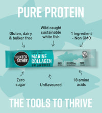 Hunter & Gather Marine Collagen Powder 30 x 5g Sachets | Pure Unflavoured Hydrolysed Wild Caught Marine Collagen Peptides Powder for Hair Skin Nails Muscles | Collagen Supplements for Women and Men