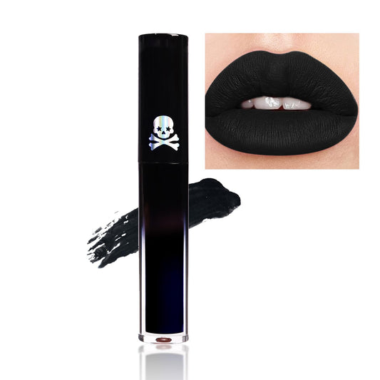 GEEWHILE Lipsticks for Women Long Lasting, Black Liquid Lipstick, Waterproof Matte Liquid Lipstick, Lightweight Moisturised Lip Gloss, Highly Pigmented Black Lipstick for Halloween Cosplay