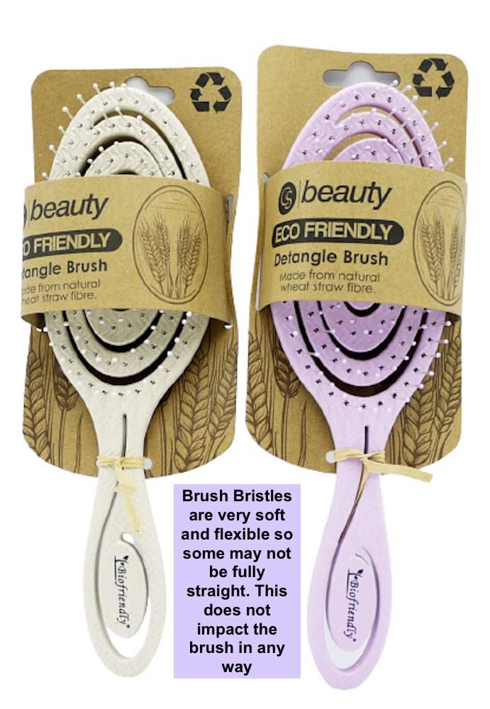 CS Beauty Detangle Hair Brush Eco Friendly Pink and Oatmeal 2 Pack