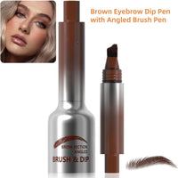 GUOUURR Premium Brown Eyebrow Dip Pen with Angled Brush Pen - Long-Lasting, Waterproof Brow Pen for Natural, Fuller Eyebrows | Beauty Brow Brow Fection | Includes Eyebrow Pencil & Brush Strokes Tool