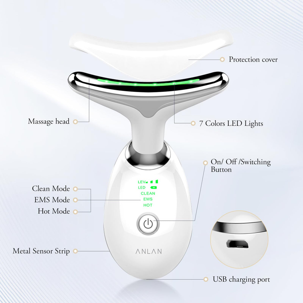 ANLAN Neck & Face Lifting EMS Massage,Facial Massager