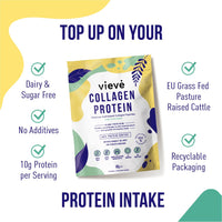 Vieve Collagen Protein Powder - Hydrolysed Bovine Peptides - Diet Support Supplement for Skin, Hair, Nail Health - Non-GMO, EU Grass-Fed, Pasture-Raised Cattle - No Dairy or Sugar, Flavourless, 400g