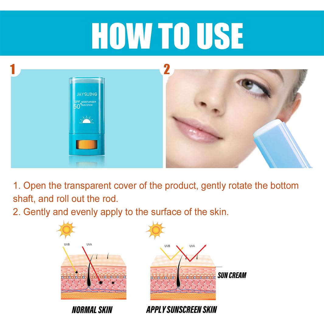 LEHYUKT Lnvisible Sunscreen Stick SPF 50 PA, Dry and Wet Skin Sunscreen Stick, Suitable for Face & Body, Waterproof and Sweat-Proof, Refreshing and Non-Sticky, Travel Sunscreens, Suitable for All Skin Types