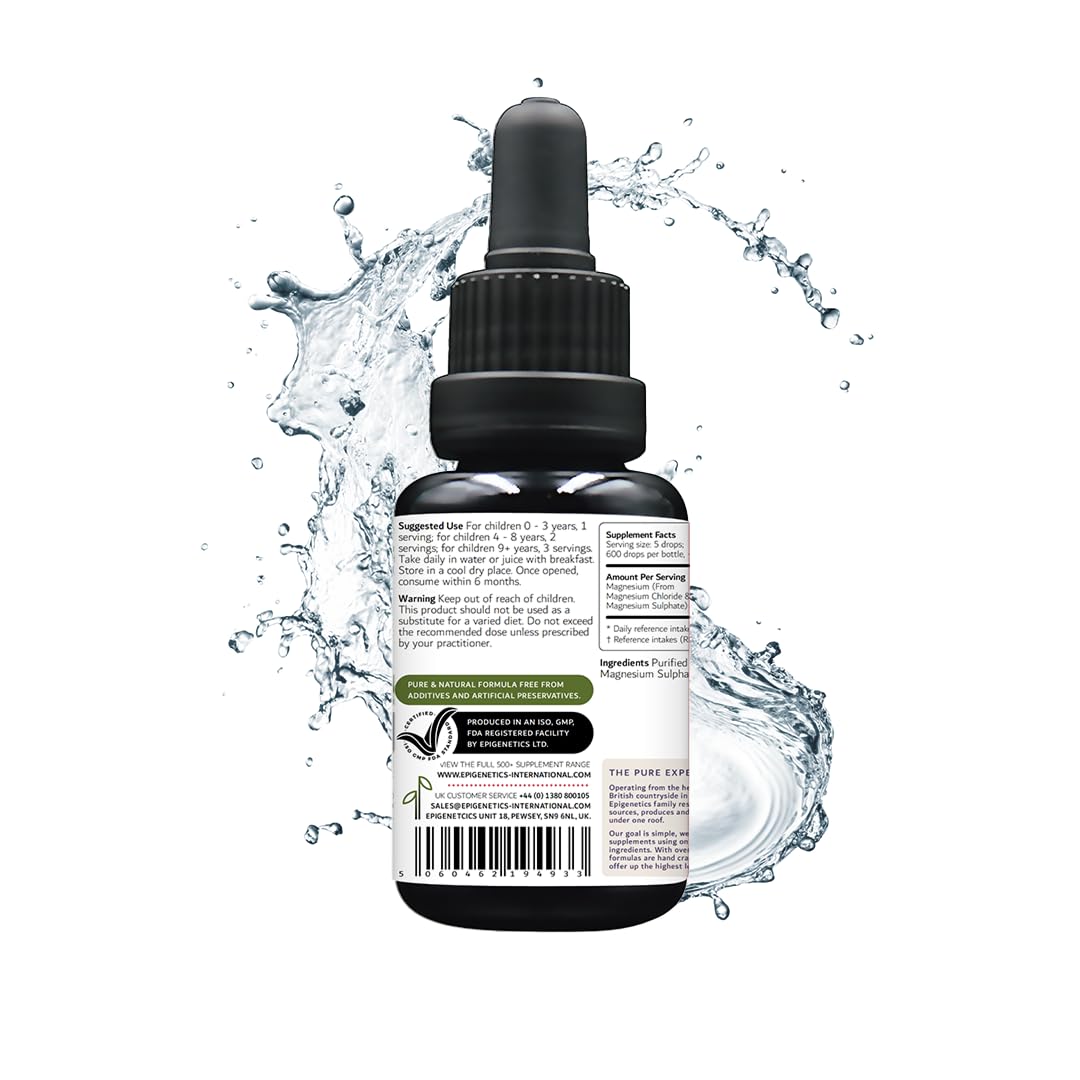 Epigenetics Magnesium for Children 30ml | from Birth Magnesium Mix Supplement 0-11 Years | Newborns Baby Kids Sugar Free UK Made Vegan Mini Liquid | 5 Drops Daily