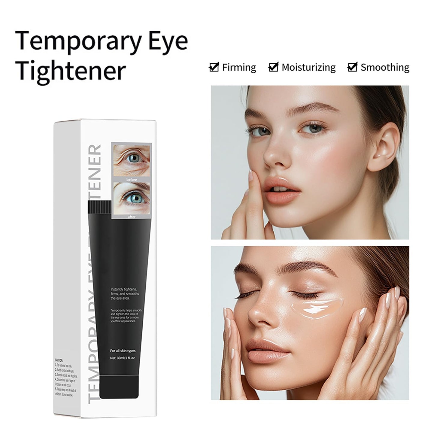 Instant Firm Eye Tightener Cream - Firming for Wrinkles, Fine Lines, Under-Eye Bags - Smooth & Tighten Eye Area - 30ml