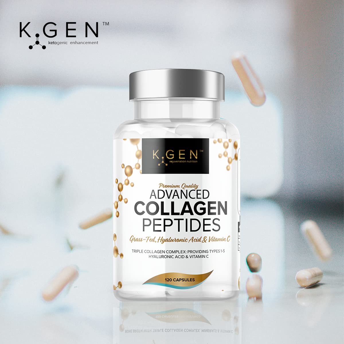 K GEN rejuvenation nutrition Pure Collagen Supplements Capsules Grass Fed Advanced Multi Collagen Peptides | Collagen Powder Pills for Hair, Skin, Nails, & Joints for Women & Men by K GEN