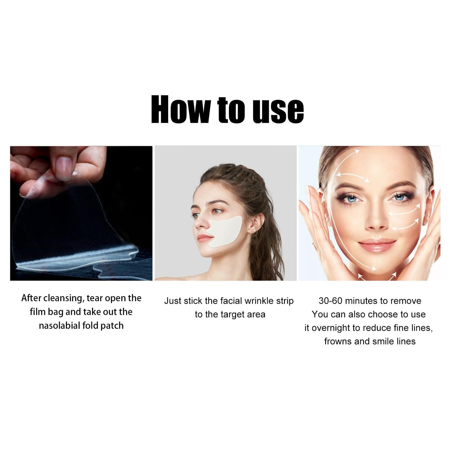Wrinkle Patches – Microcrystalline Nasolabial Folds Improvement, Anti-Aging Lift Tape for Smooth, Invisible Wrinkle Improvement. Reusable & Gentle