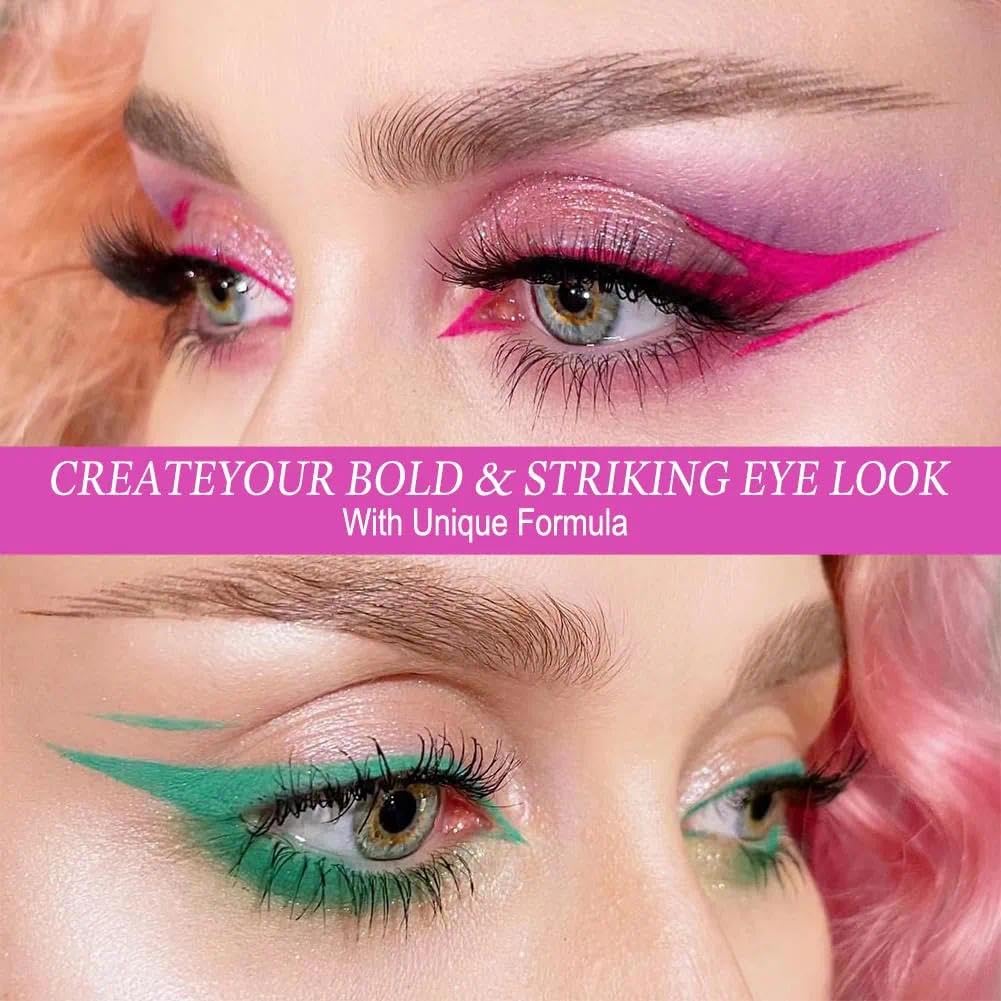 OunTechGlory 12 Rainbow Colored Eyeliner Pencil Set - Matte, Long-lasting & Waterproof Liners for Christmas and Masquerade Makeup - Smudge-proof Eye Liners