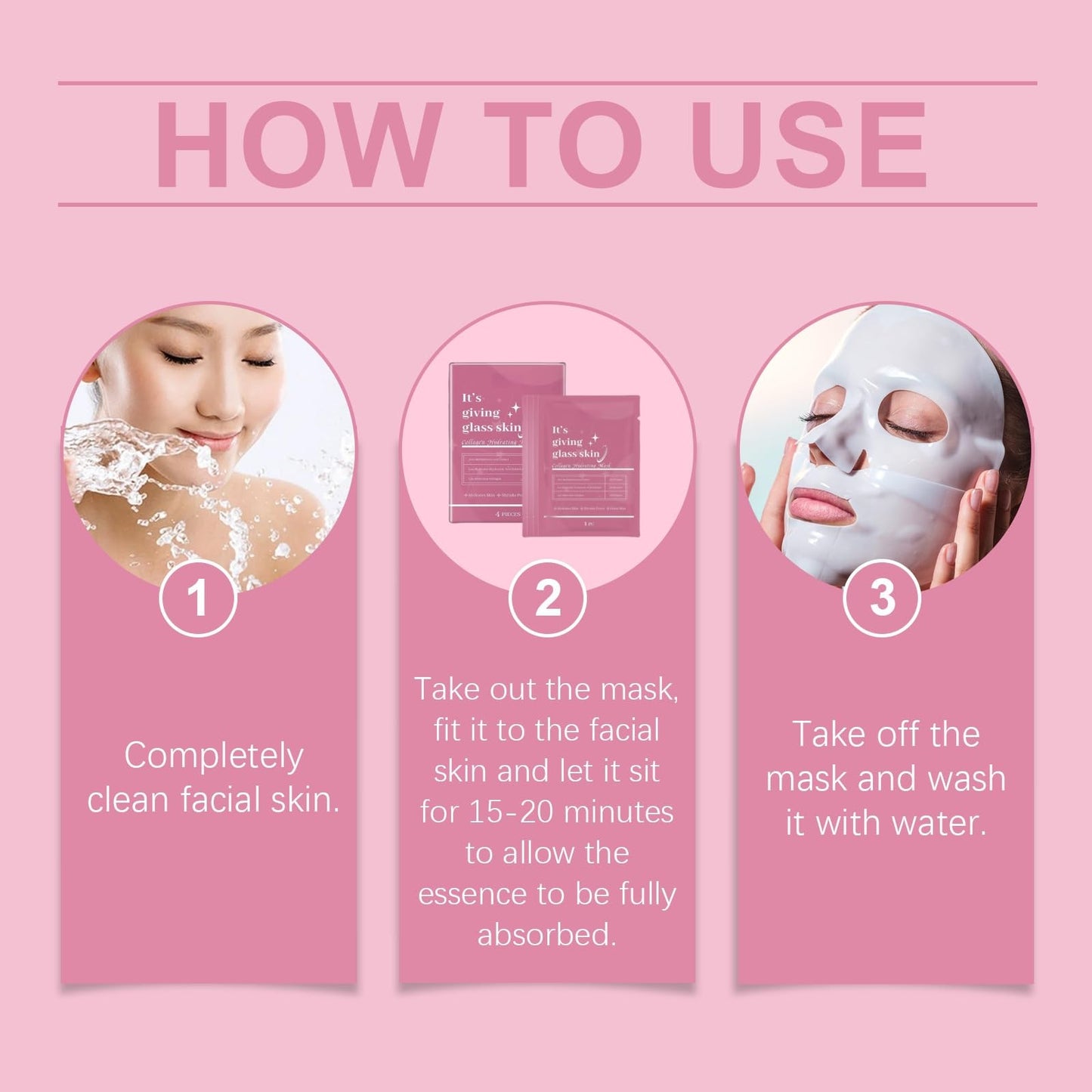 Fankayi 4PCS Colla-gen Mask,Deep Hydration Face Masks,Face Masks for Firming & Moisturising,Hydrating Face Mask,Colla-gen Face Mask Overnight,Deep Hydration Anti-Wrinkle,Reduce Fine Lines & Wrinkles,Firming