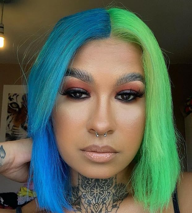 Crazy Color Vibrant Capri Blue Semi-Permanent Duo Hair Dye. Highly Pigmented Electric Blue Conditioning & Oil Nourishing Vegan Formula | No Bleach or Ammonia | 200ml
