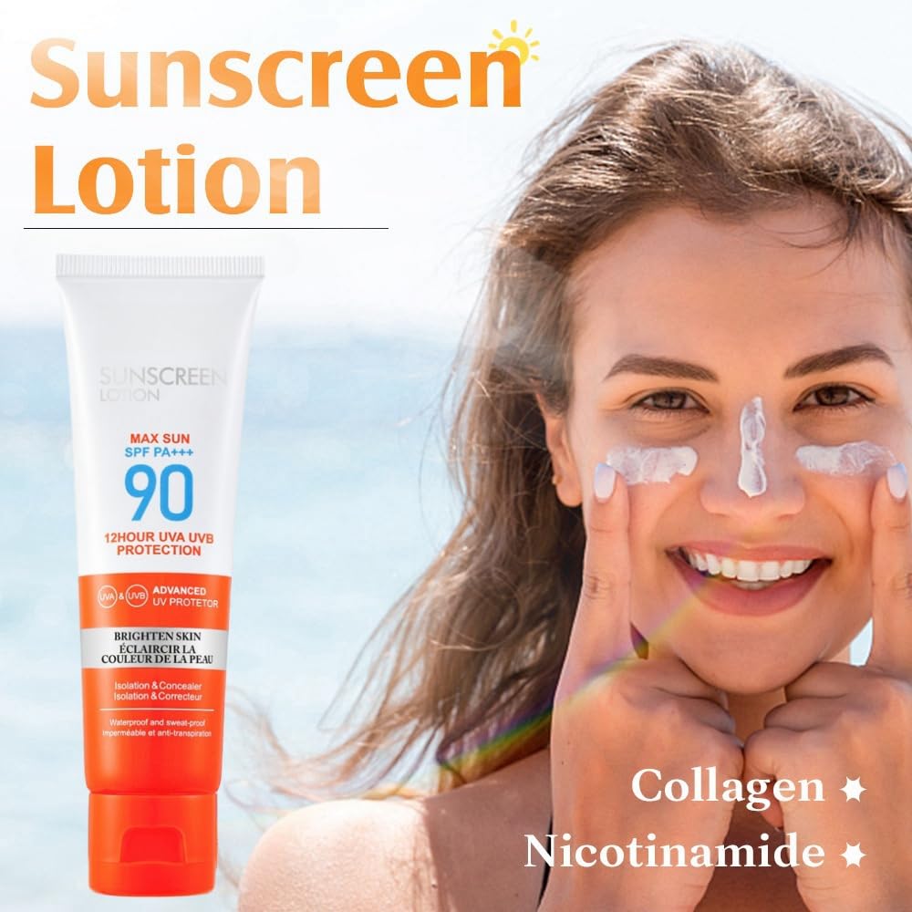 TONISABERY Sun Cream SPF 90,Face Sunscreen,Suncream for High Sun Protection SPF 90 Face Moisturiser,Hydrating Sunscreen Lotion,Waterproof Sun Cream Against UVA & UVB,Powerful Sun Lotion Sunscreen for Daily Use