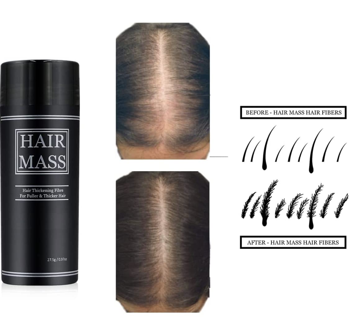 HAIR MASS | 27.5g Hair Thickening & Building Fibers for Thinning Hair | Natural Ingredients | Undetectable Fibres | Thin To Thicker Hair in Seconds | Unisex Hair Loss Concealer Fibre (Auburn)