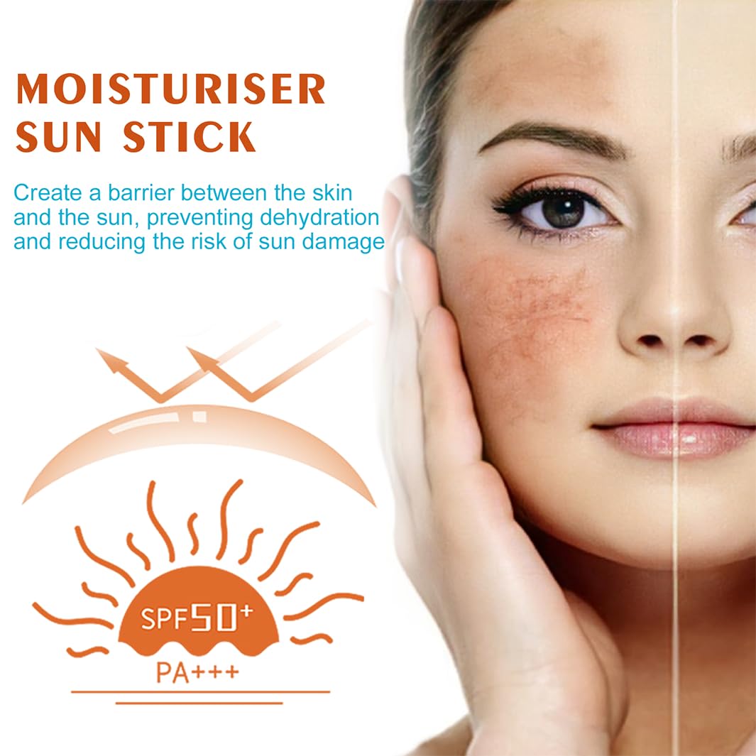 LEHYUKT Lnvisible Sunscreen Stick SPF 50 PA, Dry and Wet Skin Sunscreen Stick, Suitable for Face & Body, Waterproof and Sweat-Proof, Refreshing and Non-Sticky, Travel Sunscreens, Suitable for All Skin Types