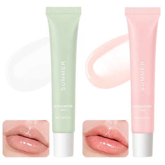 Summer Special Lip Butter Balm,Hydrating & Nourishing Lip Gloss,Conditioning Lip Mask and Lip Balm for Instant Moisture,Non-Greasy Soothes Dry Lip Care Oil,Lightweight Summer SPF Lip Balm (2pcs)