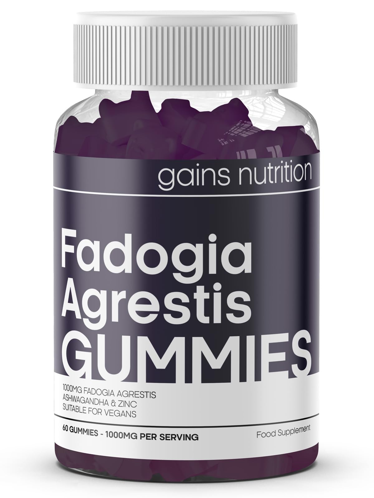 GN Fadogia Agrestis | 60 Fadogia Agrestis Gummies - 1000mg Fadogia per Serving with with Ashwagandha & Zinc - High Strength Fadogia Agrestis Extract | Blueberry Flavour, Non-GMO & Suitable for Vegans