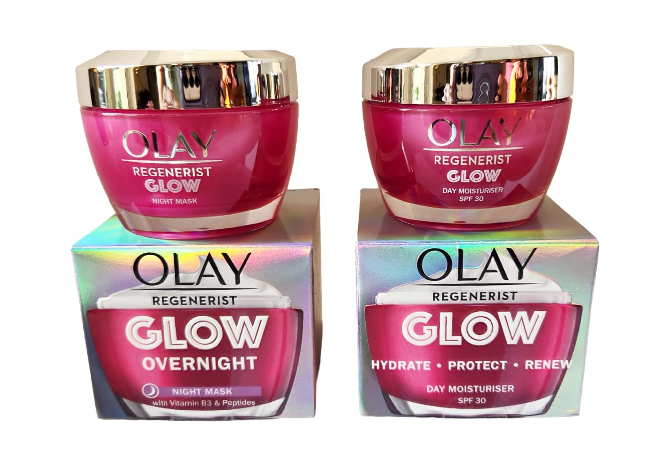 Olay Regenerist Glow Duo – Overnight Night Mask 50ml & SPF 30 Day Moisturiser for Radiant Skin 50ml