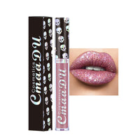 GEEWHILE Diamond Glitter Lip Gloss, Diamond Glitter Liquid Lipstick, Pink Shimmer Metallic Lipsticks, Sparkly Liquid Lipstick Waterproof Long Lasting Non-Stick Cup Sparkly Pink Lipgloss for Women Girls