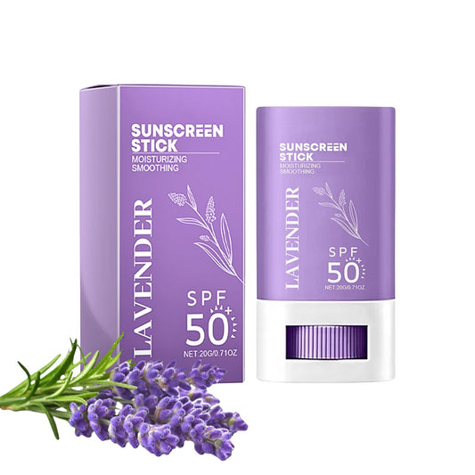 IZBEAUVO Lavender Face Sunscreen Stick, Waterproof Sunblock Stick SPF 50+, Suncream Factor 50 for Face PA+++, Refreshing Sun Cream Spf 50, Strong UVA + UVB Protetion, Moisturizing & Non Greasy
