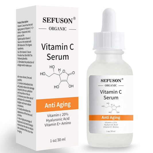 SEFUSON Vitamin C Serum Face, With Hyaluronic Acid, Vitamin E,20% Vitamin C for Anti-wrinkle, Dark Circle, Restore & Boost Collagen, Firming skin - 1Oz