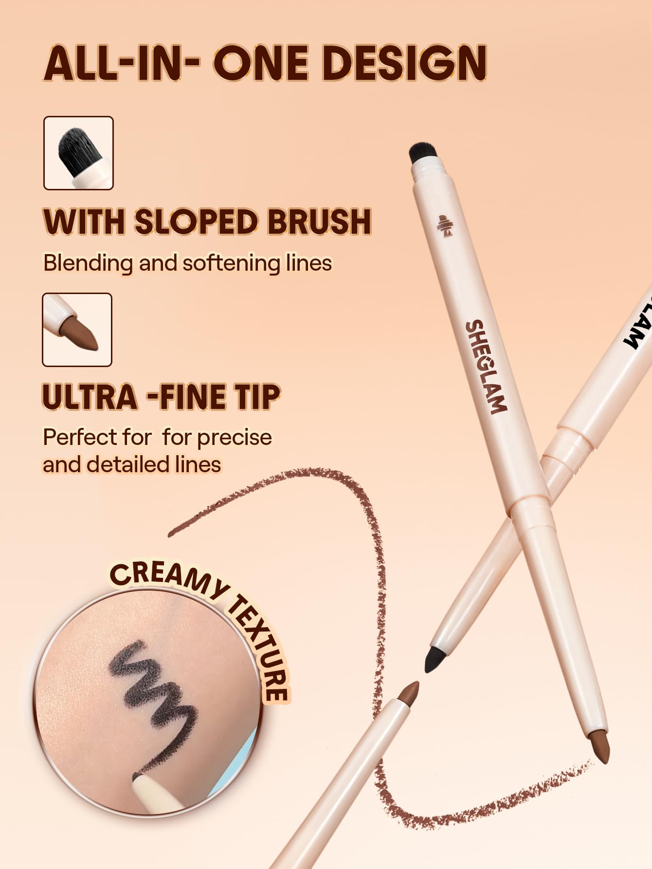 SHEGLAM Gel Glide Eyeliner Pencil Creamy Waterproof Smudgeproof Longwearing Eyeliner-Black