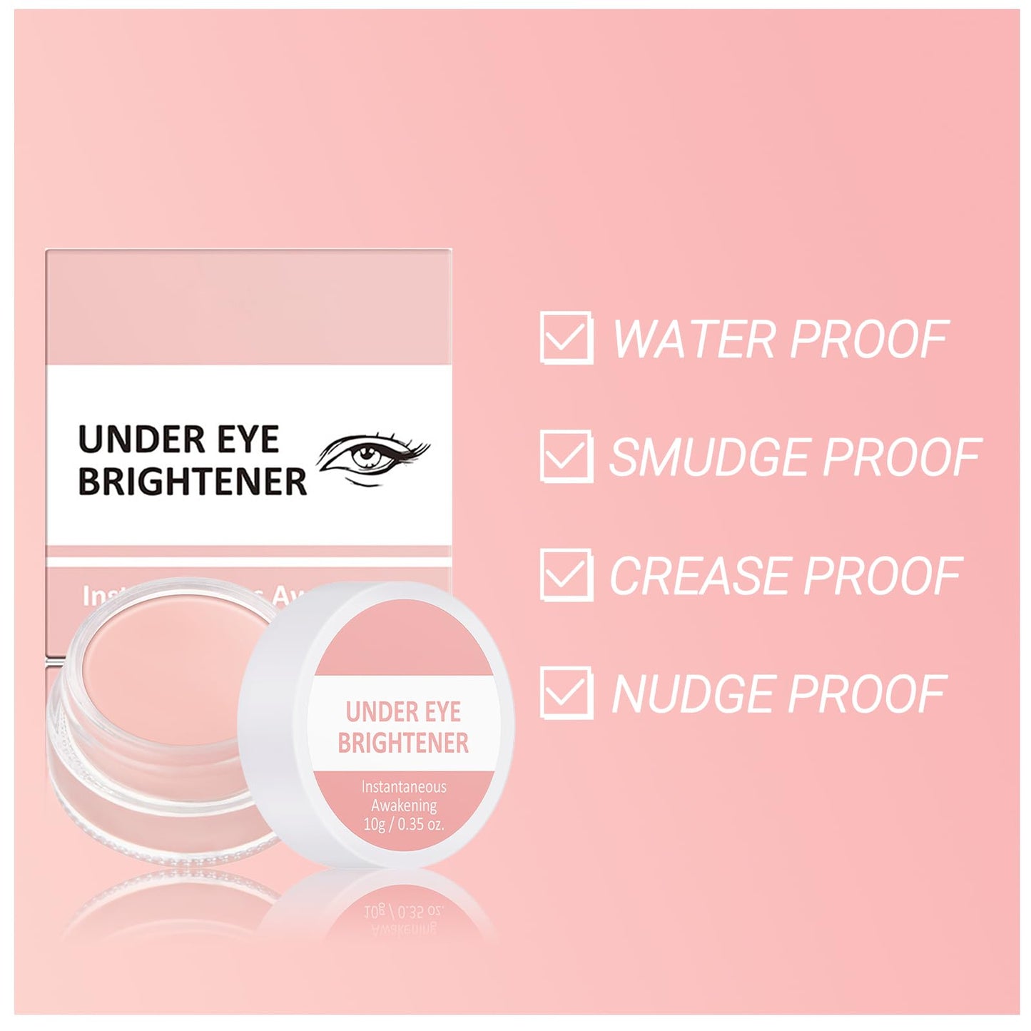 Erinde Under Eye Brightener, Under Eye Concealer Full Coverage, Under Eye Colour Corrector Dark Circles, Waterproof Pink Concealer Makeup #01