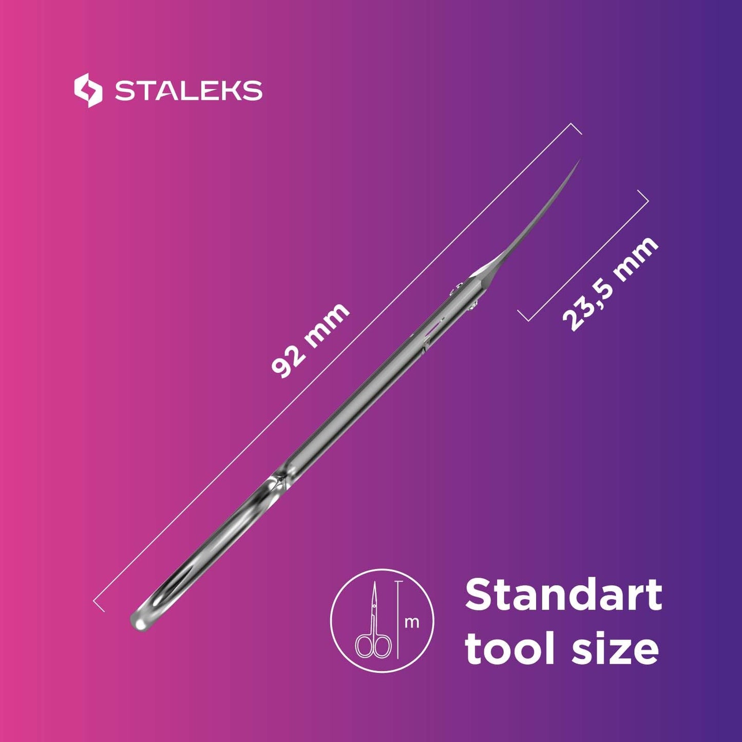 Staleks Silver Classic Professional Cuticle Scissors, Stainless Steel, Curved, Ambidextrous, 15.0 Grams, SE-50/2