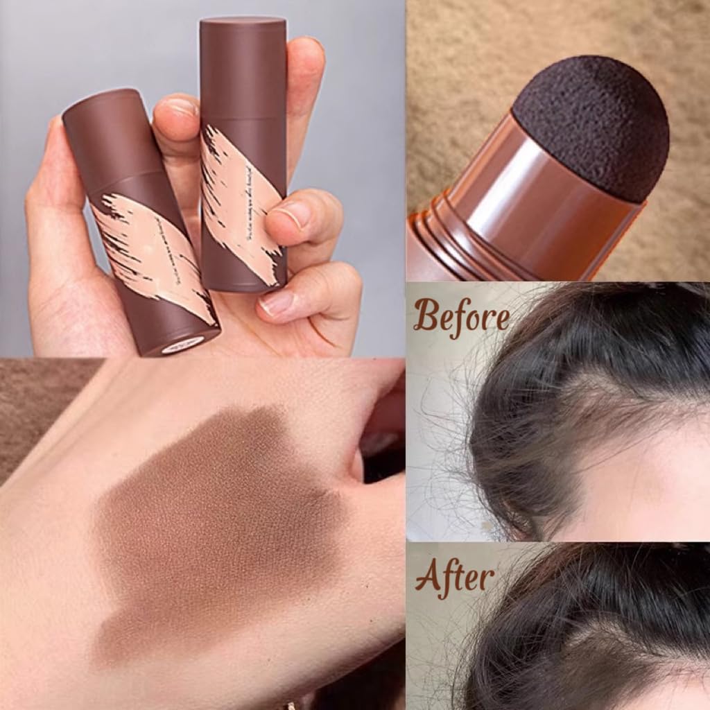 FANFALUV Hairline Powder-Hair Root Touch Up-Instantly Hairline Shadow-Conceals Hair Loss And Fills In Receding Hairlines Forehead Side Hair Filler- Grey Hair Cover Up For Women & Men Sweatproof (Gray Brown)