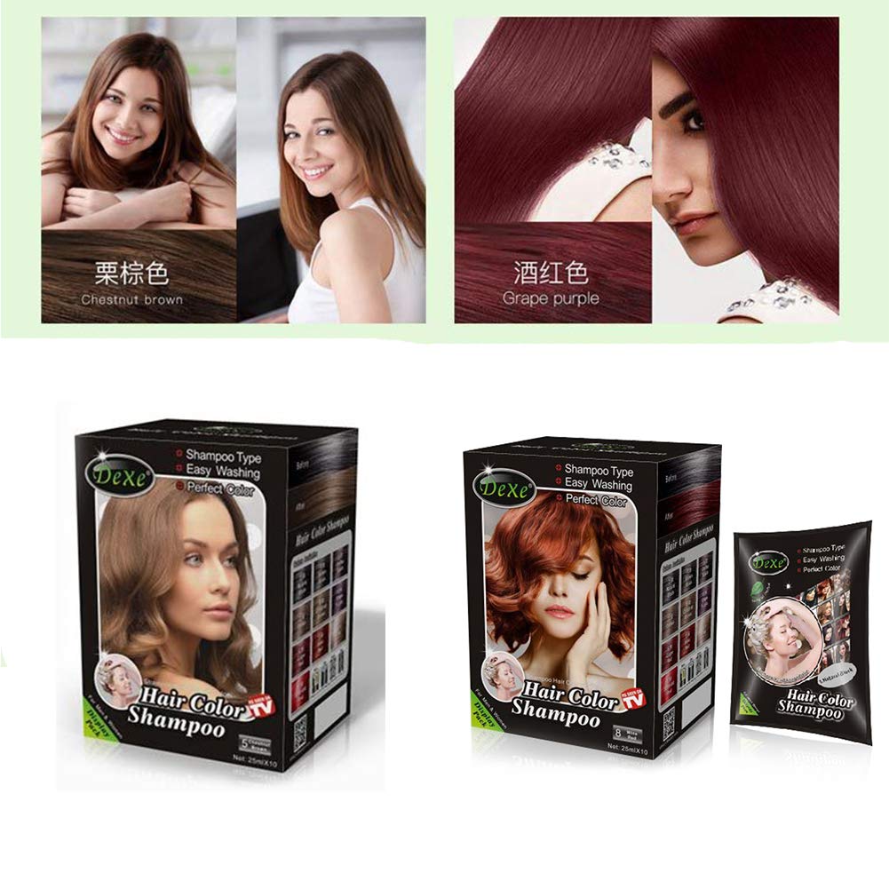 Black Hair Shampoo,MQUPIN Instant Black Natural Ingredients Hair Dye Shampoo Semi-Permanent Black Hair Color,Easy to use,Long lasting,(10 Pack, Black)