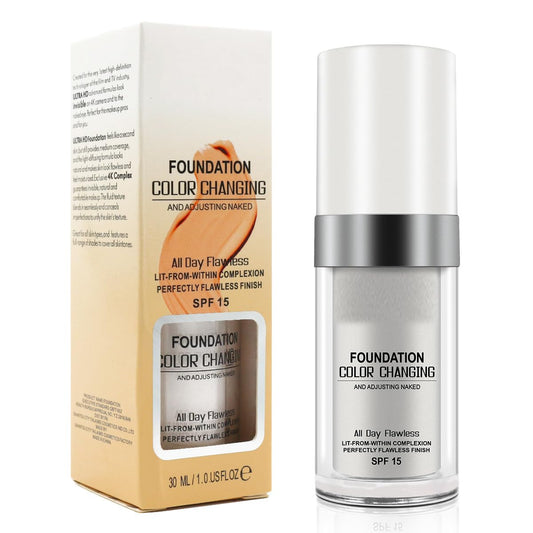 Tioueo Color Changing Foundation SPF15,Seamless Tone-Matching,Long-Lasting Hydration Nourishment, and Sun Protection for All Skin