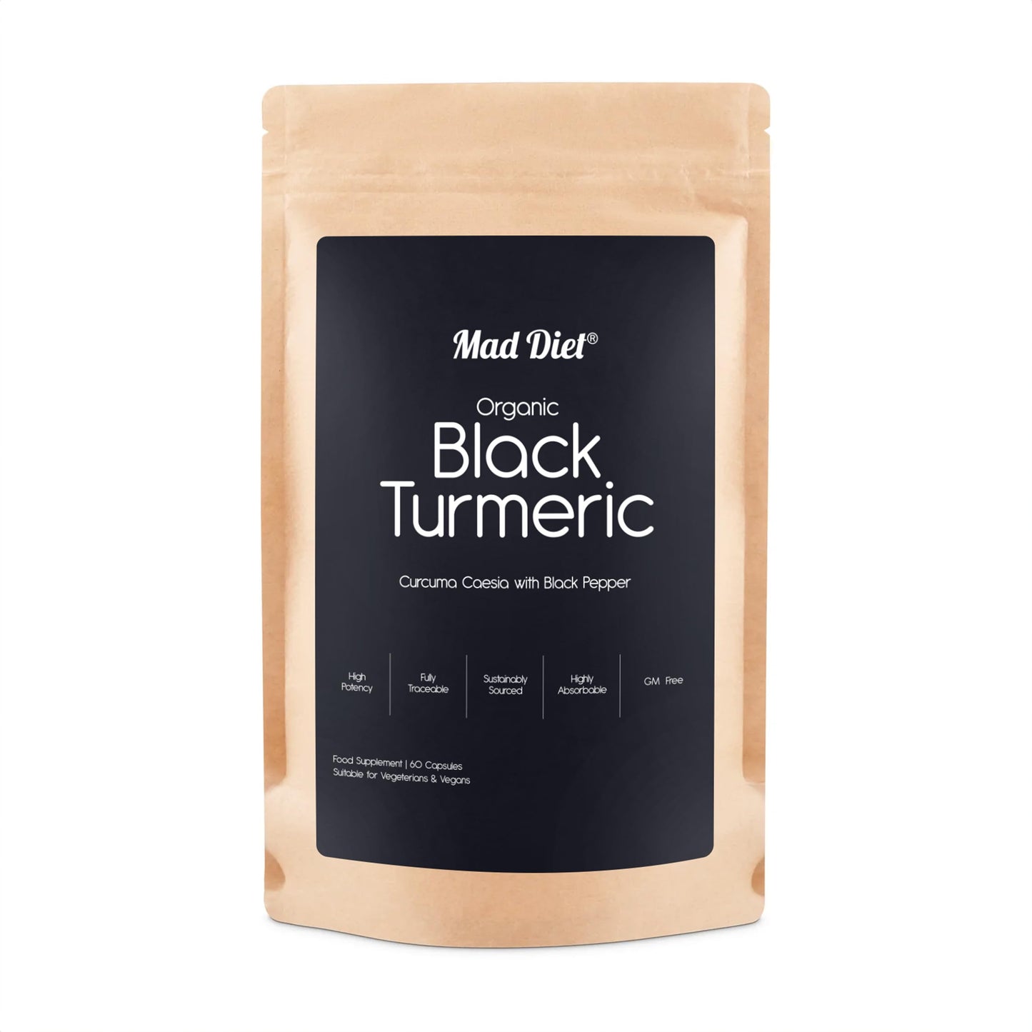 Mad Diet Organic Black Turmeric – 60 Capsules – Powerful Antioxidant & Anti-Inflammatory Support – Promotes Joint Health & Digestive Wellness