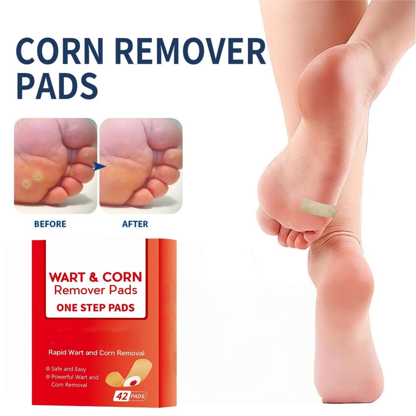 SingHao 42 Pcs Wart Treatment Patch,Wart and Corn Remover Pads,Verruca Treatment,Wart Remover Corn Plasters,Corn Remover for Feet and Hand,Effective Deep Verruca Removal Pads Patches,Corn and Callus Remover