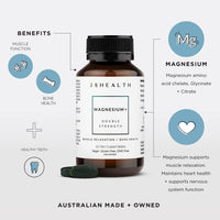 JSHealth Vitamins Advanced Magnesium Supplements with Magnesium Glycinate & Citrate for Muscle Relaxation (60 Tablets)