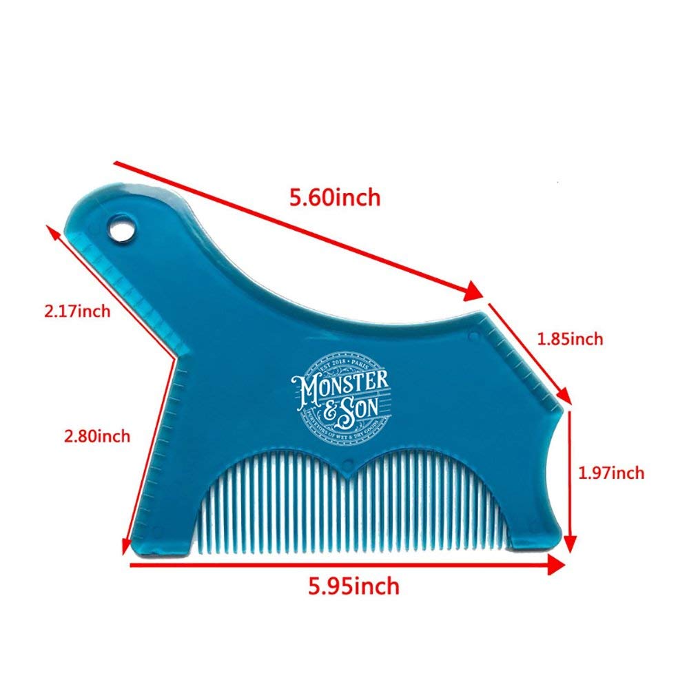 Monster&Son Beard Shaping Tool - Classic Oversized Design (Blue-Clear)